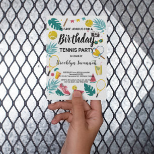 Summer Splash Verjaardag Tennis Party Briefkaart