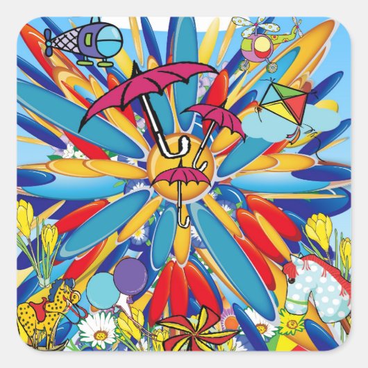 Summer Splash! Vierkante Sticker (Voorkant)