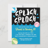 Summer Splish Splash Pool Birthday Party Kaart (Voorkant)