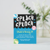 Summer Splish Splash Pool Birthday Party Kaart (Staand voorkant)
