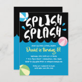 Summer Splish Splash Pool Birthday Party Kaart (Voorkant / Achterkant)