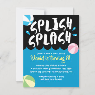 Summer Splish Splash Pool Birthday Party Kaart