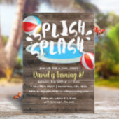 Summer Splish Splash Wood Pool Birthday Party Kaart