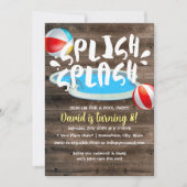 Summer Splish Splash Wood Pool Birthday Party Kaart (Voorkant)