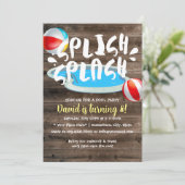 Summer Splish Splash Wood Pool Birthday Party Kaart (Staand voorkant)