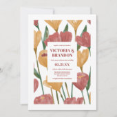 Summer Spring Mustard Red Floral Botanical Wedding Kaart (Voorkant)