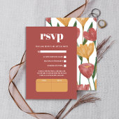 Summer Spring Mustard Red Floral Botanical Wedding RSVP Kaartje