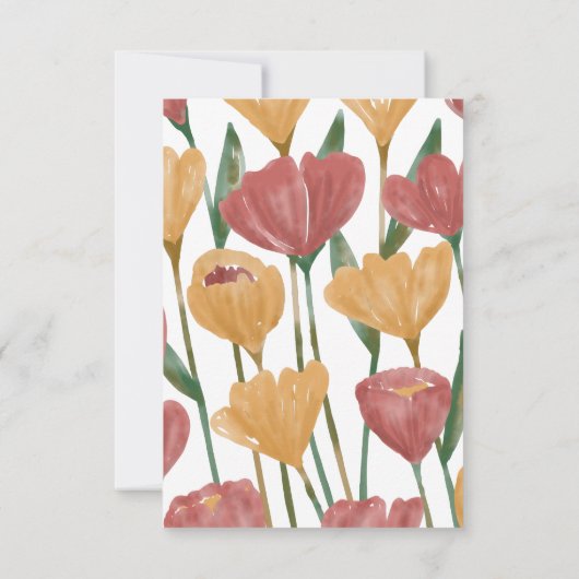 Summer Spring Mustard Red Floral Botanical Wedding RSVP Kaartje (Achterkant)