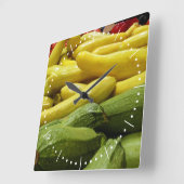 Summer Squash Genummerde Square Wall Clock Vierkante Klok (Hoek)