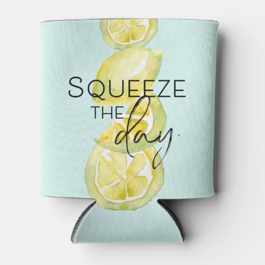 Summer Squeeze the day quote waterverf Blikjeskoeler (Voorkant)