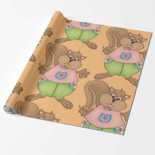 Summer Squirrel Cadeaupapier (Uitgerold)