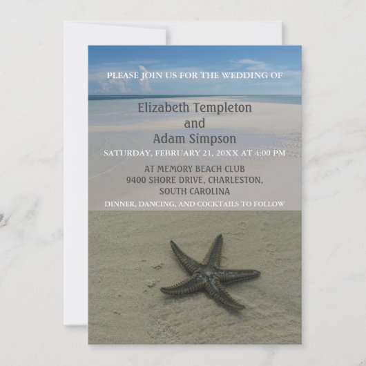 Summer Starfish Beach Destination Wedding Kaart (Voorkant)