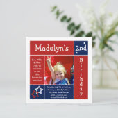 Summer Stars Patriotic Birthday Invitation Kaart (Staand voorkant)