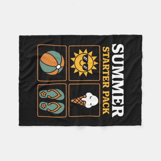 Summer Starter Pack Sun Flip Flops Ll And Ice Crea Fleece Deken (Voorkant (Horizontaal))