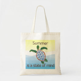 "Summer State of Mind" Zeeschildpad Aquarel Canvas Tote Bag
