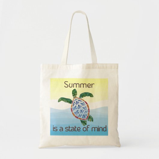"Summer State of Mind" Zeeschildpad Aquarel Canvas Tote Bag (Voorkant)