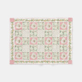 Summer Strawberries Gingham Floral Baby Girl Fleece Deken (Voorkant (Horizontaal))