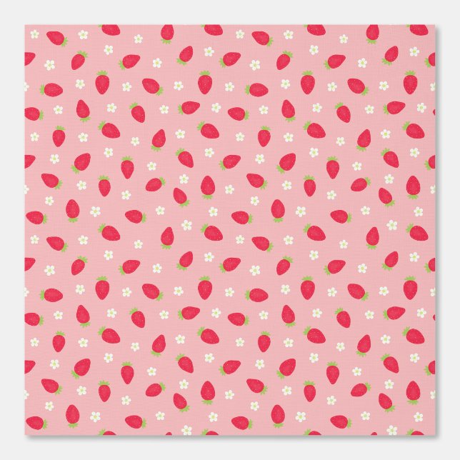 Summer Strawberries on Pink (medium scale) Behang (Voorkant)