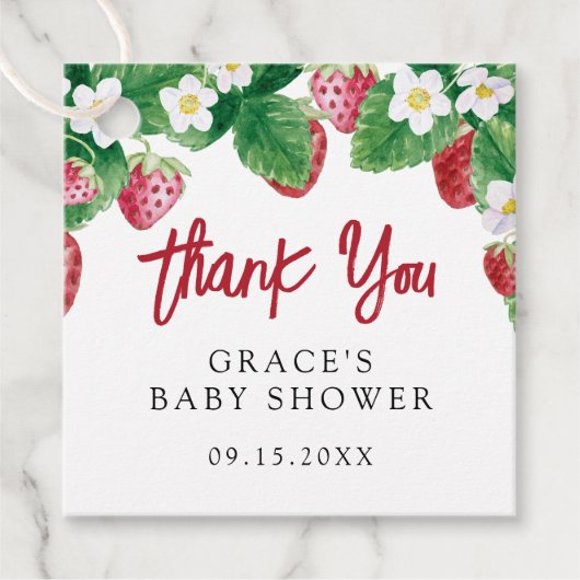 Summer Strawberry Baby shower Dank je Bedankjes Labels (Voorkant)