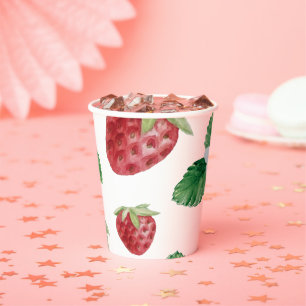 Summer Strawberry Baby shower spel Papieren Bekers