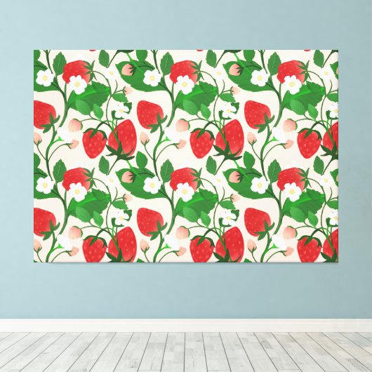 Summer Strawberry in Pink Canvas Afdruk (Insitu (Houten vloer))