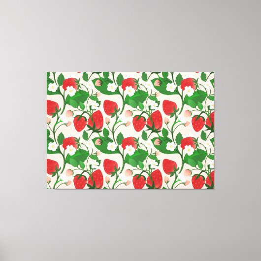 Summer Strawberry in Pink Canvas Afdruk (Voorkant)