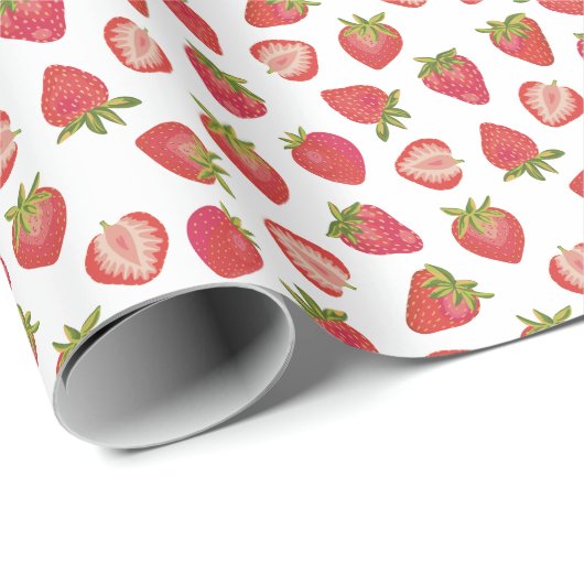 Summer Strawberry Pattern Cadeaupapier (Rol Hoek)