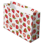 Summer Strawberry Pattern Groot Cadeauzakje (Voorkant Gekanteld)