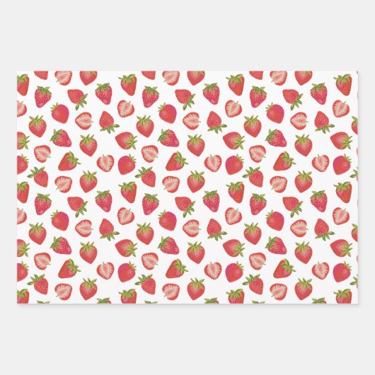 Summer Strawberry Pattern Inpakpapier Vel (Voorkant)