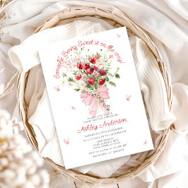 Summer Strawberry Pink Bow Baby shower Kaart