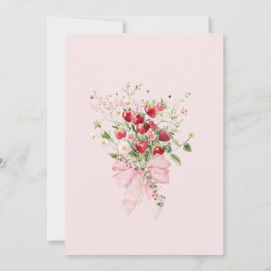 Summer Strawberry Pink Bow Baby shower Kaart (Achterkant)