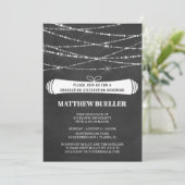 Summer String Lights Chalkboard Graduation Party Kaart (Staand voorkant)