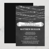 Summer String Lights Chalkboard Graduation Party Kaart (Voorkant / Achterkant)