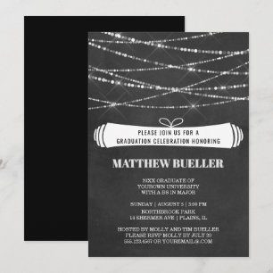 Summer String Lights Chalkboard Graduation Party Kaart