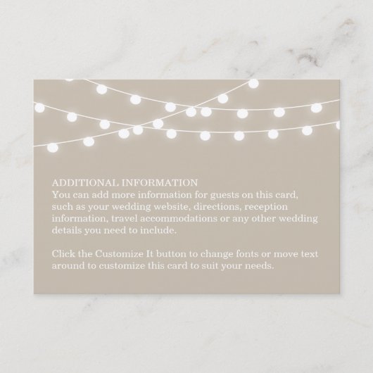 Summer String Lights Wedding Insert Kaart (Voorkant)