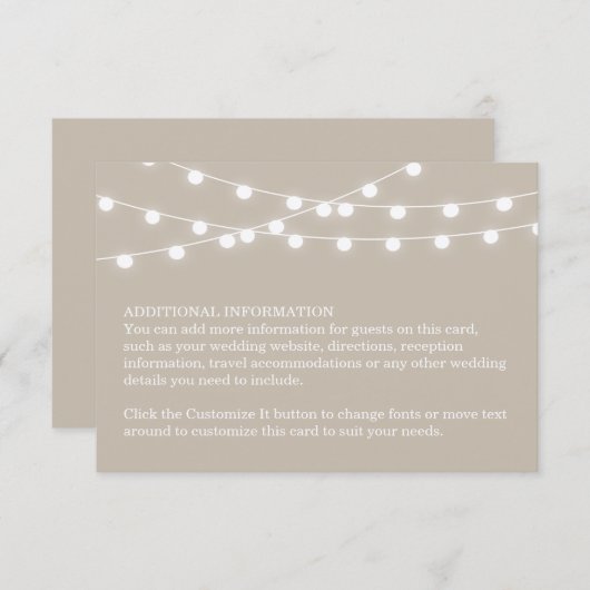 Summer String Lights Wedding Insert Kaart (Voorkant / Achterkant)