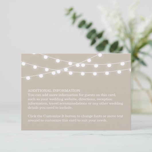 Summer String Lights Wedding Insert Kaart (Staand voorkant)