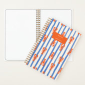 Summer Stripe Lobster Pattern Personalized Name Notitieboek (Binnen)