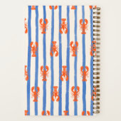 Summer Stripe Lobster Pattern Personalized Name Notitieboek (Achterkant)