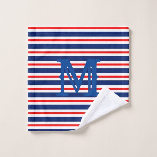 Summer Stripes Monogrammed Ocean Bad Handdoek (Wasdoekje)