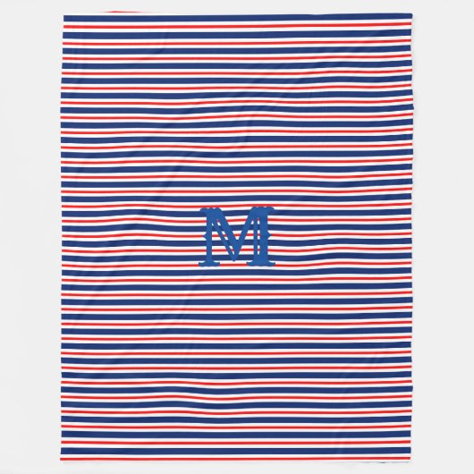 Summer Stripes Monogrammed Ocean Fleece Deken (Voorkant)
