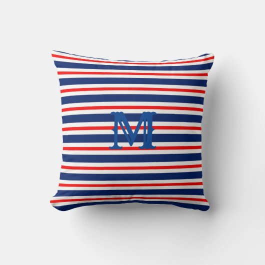 Summer Stripes Monogrammed Ocean Kussen (Voorkant)
