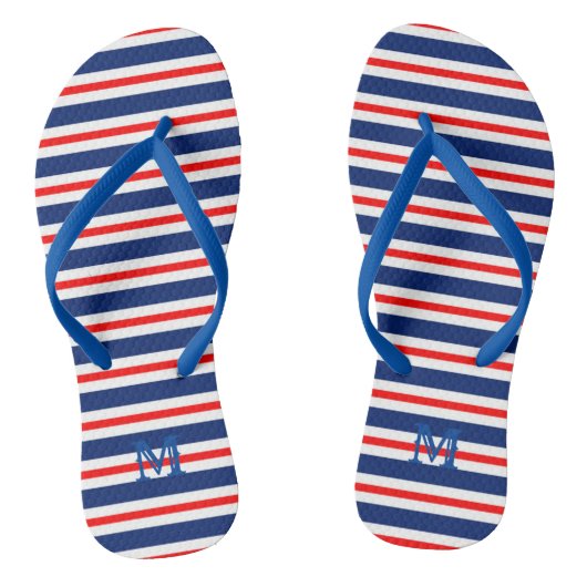 Summer Stripes Monogrammed Ocean Teenslippers (Voetbed)
