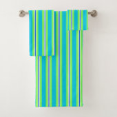 Summer Stripes, Turquoise en Lime Green Bad Handdoek (Insitu)