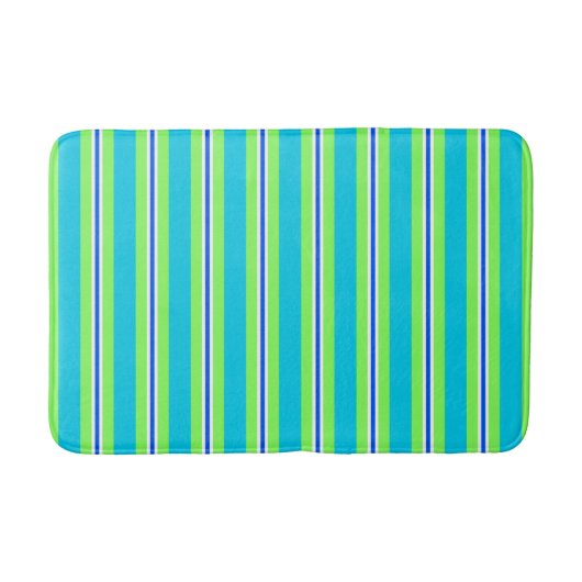 Summer Stripes, Turquoise en Lime Green Badmat (Voorkant)