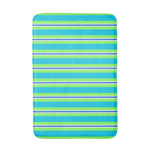 Summer Stripes, Turquoise en Lime Green Badmat (Voorkant Verticaal)