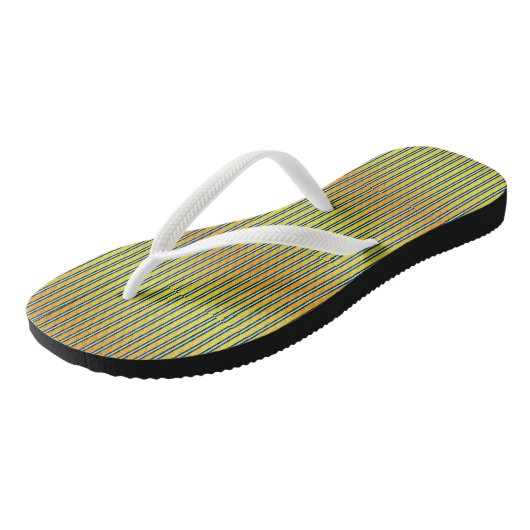 Summer Stripes Yellow Oranje Aqua Teenslippers (Schuin)