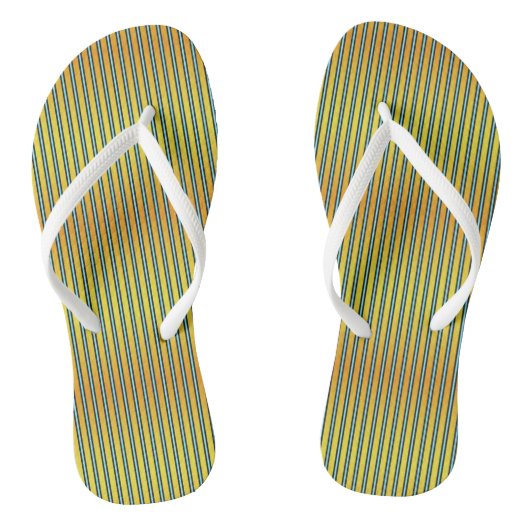 Summer Stripes Yellow Oranje Aqua Teenslippers (Voetbed)
