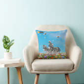 Summer Stroll Cute Zebras Flower Glad Waterverf Kussen (Stoel)