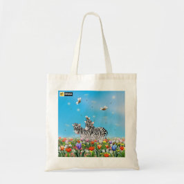 Summer Stroll Cute Zebras Flower Glad Waterverf Tote Bag
